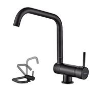 Ibergrif Grifo Cocina Abatible, Grifo de Fregadero Plegable Giratorio 360°, grifo cocina bajo ventana de Acero Inoxidable 304, Mezclador Fregadero Agua Fría y Caliente para Cocina-Negro