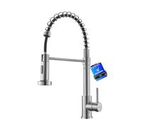 Ibergrif Grifo Cocina Extraíble Acero Inoxidable 304 Cepillado Monomando Grifo Cocina Fregadero con Caño Extraíble, Giro 360°, 2 Modos de Agua, Manguera 40 cm, Instalación Rápida, Acabado Cepillado