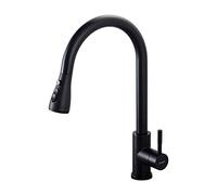 Ibergrif Grifo Cocina Extraible, Mezclador de Fregadero con 3 Modos, Rotación de 360 grados, Cold Start, Ahorro de Energía, Latón, Negro, M22136B