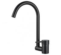 Ibergrif Grifo Cocina Fregadero negro mate, grifo monomando abatible cocina | Giratoria 360° y plegable 90°, Válvula Ahorradora, latón, para Fregadero de un Orificio, Fácil Instalación, M22124B