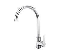 Ibergrif Grifo de Cocina Alto Monomando, Mezclador de Fregadero (Agua Fría y Caliente), Caño Giratorio 360°, Sistema Cold Start (Ahorro de Energía), Acero Inoxidable Cromado-M14022