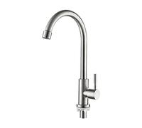 Ibergrif Grifo de Cocina Solo Frío, Monomando con Caño Giratorio 360° | Acero Inoxidable 304, Grifo de Agua Fría para Fregadero, Jardín y Exterior, Anti-Salpicaduras, M18703