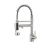 Ibergrif Grifo Profesional Cocina con Ducha Extraíble, Mezclador de Fregadero, Acero Inoxidable, M22144A