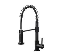 Ibergrif Grifo Profesional Cocina con Ducha Extraíble, Mezclador de Fregadero, Acero Inoxidable, Negro, M22143B