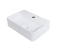 Ibergrif Lavabo de Cerámica Rectangular M41101 - Lavamani de Porcelana con 1 Orificio para Grifo, Instalación en Pared o sobre Encimera, 375 x 262 x 105 mm, Blanco