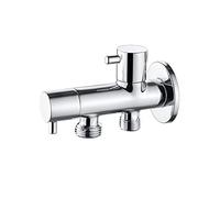 Ibergrif, Llave de Escuadra 2 Vías con Doble Salida, 1/2 pulgadas, Válvula de Angulo Latón, Plata