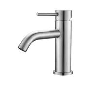 Ibergrif Grifo Lavabo Monomando Clásico - Acero Inoxidable 304 Cepillado para Baño, Fría/Caliente, Instalación Exprés EU 3/8″, M11003A