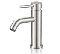 Ibergrif Grifo Lavabo Monomando Clásico - Acero Inoxidable 304 Cepillado para Baño, Fría/Caliente, Instalación Exprés EU 3/8″, M11003A