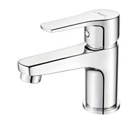 Ibergrif M11057 Grifo de Lavabo Pequeño, Monomando para Aseo y Camper, Mezclador de Baño Bajo (Altura 65 mm), Latón Cromado, Ahorro de Agua, Conexión G3/8″, Plata