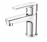 Ibergrif M11057 Grifo Lavabo Compacto, Grifo Baño Cromado, 65 mm | Cuerpo de latón, cartucho cerámico y aireador; G3/8 con dos latiguillos de 50 cm para instalación monoorificio