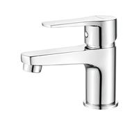Ibergrif M11357 Grifo de Lavabo Pequeño con Apertura en Frío, Monomando de Baño Bajo (Altura 64 mm), Tecnología Cold Start Ahorro de Energía, Latón Cromado, para Aseo y Camper