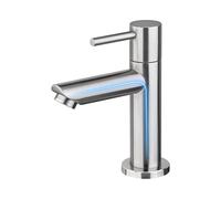 Ibergrif M18103 Grifo de Lavabo SOLO AGUA FRÍA, Acero Inoxidable SUS304, Acabado Cepillado, Caño Bajo para Aseo y Garaje, Cartucho Cerámico 90°, Conexión G3/8″