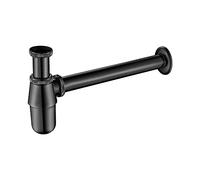 Ibergrif, M20505B Sifón Universal para Fregadero 1-1/4 pulgadas x 32 mm, Sifón Antiolor Regulable en Altura, Desagüe Metálico, Impermeable, Negro