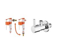 Ibergrif, M20521 Sistema de Alimentación Lateral o Inferior del Tanque del Inodoro & M22025-3/8 Llave de Escuadra, Válvula de Ángulo Acero Inoxidable, 1/2" X 3/8"