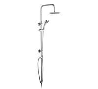 Ibergrif, M20702 Sistema Columna de Ducha Sin Grifo, Con Inversor, Rociador, Alcachofa, Manguera, Barra Ajustable y Soporte, Cromo, Plata