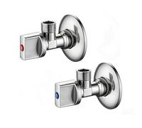 Ibergrif M22008A Set de 2 Llaves de Escuadra G1/2" a G3/8", Válvula de Ángulo Antifugas de Latón Macizo Cromado, Juego de 2 Válvulas de Corte de Agua Estanca para Baño, Lavabo y Cocina