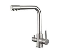Ibergrif Grifo de Cocina 3 Vías Ósmosis, Grifo Monomando Acero Inoxidable, Níquel Cepillado, Resistente a la Corrosión, Fácil Instalación, Aireador Incluido, M22109A