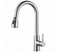Ibergrif M22137 Grifo Cocina Extraíble de Acero Inoxidable Cepillado | Grifo Monomando para Fregadero con 3 Modos de Agua, Giro 360°, Cabezal Extraíble, Fácil Instalación