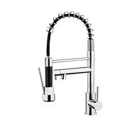 Ibergrif M22144 Grifo Profesional Cocina con Ducha Extraíble, Mezclador de Fregadero, Acero Inoxidable