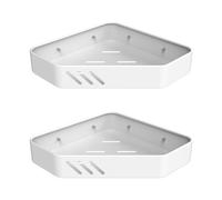 Ibergrif M34034W Estante para Ducha sin Taladros, Estantería Baño Esquinero para Champús, Geles de Ducha, Montaje de Pared, 2 Piezas, Blanco