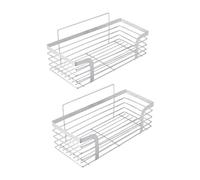Ibergrif M34036A Estante de Ducha, Estantería Baño sin Taladros, Organizador Ducha Autoadhesivo, Montaje de Pared, 2 Piezas, Plata
