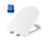 Ibergrif M41001 Tapa wc, Asiento de Inodoro de Cierre Suave en Forma de D con Liberación Rápida para una Fácil Limpieza, Blanco