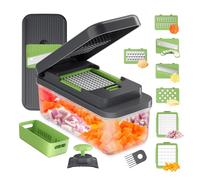 Ibergrif M524-7 Cortador de Verduras 7 en 1, Picador de Verduras Multifunción con Contenedor, Vegetable Chopper Manual, Mandolina de Cocina Profesional para Frutas y Verduras, Apto Microondas