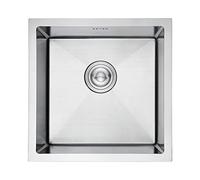 Ibergrif M84040 Fregadero Cocina 40 x 40 cm, Fregadero Bajo Encimera o Sobre Encimera con Filtro de Drenaje, Acero Inoxidable