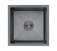 Ibergrif M84040B Fregadero Cocina 40x40 cm Acero Inoxidable Gris Oscuro | Montaje Bajo Encimera o Sobre Encimera, Incluye Filtro de Drenaje