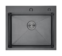 Ibergrif M85545B Fregadero Cocina Sobre Encimera 55x45cm | Incluye Filtro de Drenaje, Acero Inoxidable, Gris Oscuro