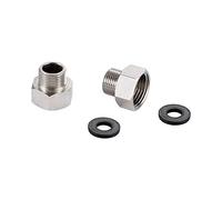 Ibergrif M91501 Adaptador de Grifo G3/8 a G1/2, Conector de Manguera Reductor, Casquillo de Conversión para Latiguillo Lavabo y Cocina, Acoplamiento de Latón Cromado, 2 Piezas