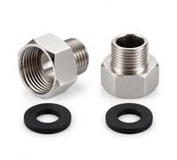 Ibergrif M91501 Adaptador G3/8 a G1/2, Reductor de Grifo | Conector Latón Cromado con Junta, Conversor Rosca Macho Hembra para Manguera Lavabo Cocina Agua, 2 Unidades