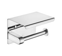 Ibergrif MK34050 - Portarrollos Adhesivo Sin Tapa de Papel Higiénico con el Teléfono Móvil Estante de Almacenamiento, Plata, Acero Inoxidable