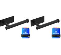 Ibergrif MK34052B Portarrollos Baño para Papel Higiénico, Portarrollos Baño Autoadhesivo, Soporte Colgador, Acero Inoxidable, Negro (Paquete de 2)