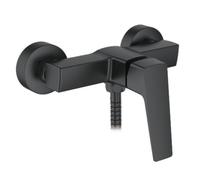 Ibergrif M12007B Grifo para ducha, con alcachofa, manguera y soporte, Negro