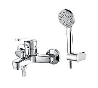 Ibergrif ROMA - Grifo para Bañera, Mezclador de Baño-Ducha Monomando para Instalación en Pared, Cromo