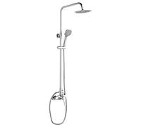 Ibergrif Roma, Sistema Columna de Ducha con Alcachofa, Manguera, Barra Ajustable y Soporte, Cromo