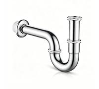 Ibergrif Sifón Ajustable 0-30 mm para Fregadero y Lavabo 1 1/4″×32 mm con Conexión para Lavadora Acero Inoxidable Cromado M20506