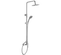 Ibergrif Star, Sistema Columna de Ducha con Reciador, Alcachofa, Manguera, Barra Ajustable y Soporte, Cromo