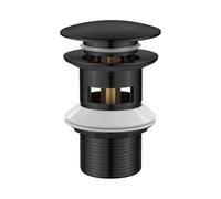 Ibergrif Tapón Pop Up Lavabo con Rebose, Válvula Desagüe Click Clack para Lavabo con Rebosadero, Tapón de Drenaje Latón Negro Mate, Instalación Sin Herramientas, Compatible Ø41-50 mm, M20502B