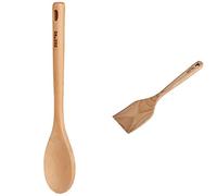 Ibili español cuchara redonda 30 cm de madera de haya, color marrón + ESPATULA MADERA 30 CM