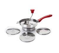 ibili Food Mill Set Luxe with 3 Discs 20 cm, Stainless Steel, Silver/Red