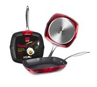 IBILI - Grill red rock, 28 x 28 cms, Aluminio, Antiadherente quantanium, Apta para induccion