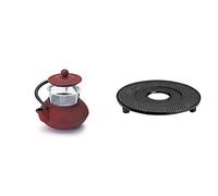IBILI Hanoi Tetera, 0.3 litros, Rojo + 621000 Reposateteras Plano Negro