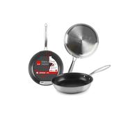 IBILI - Sartén tricapa Triply 24 Cm, Acero inoxidable, Apto para induccion, antiadherente libre de PFOA