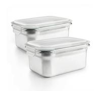 IBILI Keepklin - Lote de 2 Recipientes Rectangulares de 1.6L en Acero Inox. Apto Microondas