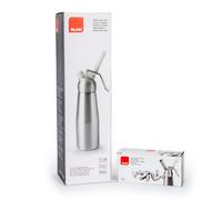 IBILI - Kit de Sifón para Nata de 1L en Aluminio con 3 Boquillas y 24 Cargas de N20