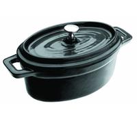 IBILI - Mini cocotte oval negra 15x10x6 cm, Hierro fundido, Apta para induccion