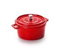 Ibili – Mini cocotte redonda 13x8 cm, hierro fundido, apta para inducción, roja