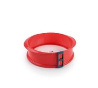 IBILI, Molde de Silicona con base de cristal, Redondo. Para horno, tartas y bizcohos. Desmontable. Cierre Seguro, Facil de desmoldar. Color Rojo.